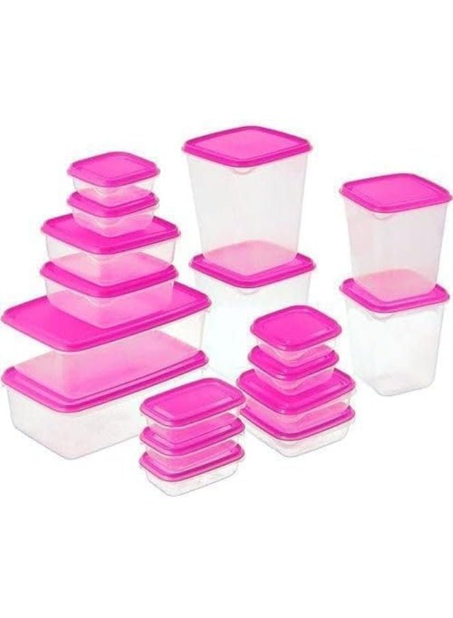 علب تخزين طعام مصنوعة من البلاستيك، مجموعة من 17 قطعة احجام مختلفة متعدد الالوان - Image 2